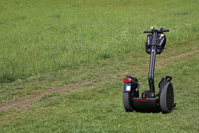 Segway personal transporters in a line
